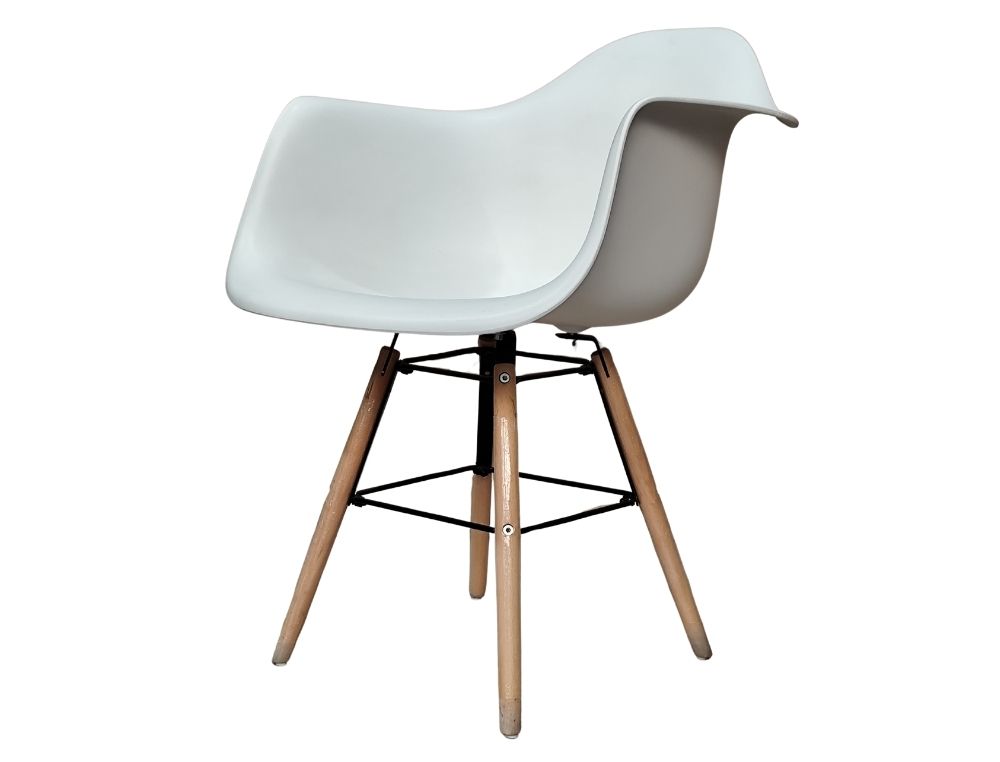 SILLA RIGA FIJA BLANCA CON 4 PATAS DE METAL Y MADERA, CARCASA BLANCA